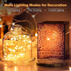 20 Pack LED Fairy Lights Battery Operated,3 Features Blinking Slowly Blinking & just on 7FT 20 LED Waterproof Mini Twinkle String Lights for Wedding Mason Jars Party Christmas Decorations(Warm White)