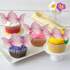 Ephlyn 48Pcs Edible Butterfly Cupcake Toppers Cute 3D Butterfly Cake Picks for Butterfly Theme Baby Shower Bridal Shower Boys Girls Birthday Party Cake Decorations Supplies Pink