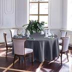 Biscaynebay Textured Fabric Round Tablecloths 90", Dark Grey Water Resistant Washable Table Cloths Circle Folding Table Covers Linen for Dining, Kitchen, Wedding, Parties, etc