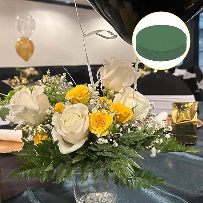 IHDYPPEW 10 PCS Superior Floral Foam Blocks, 6.5 Inch Large Dry Green Foam for Flower Arrangements Exquisite Flower Arrangements- Round Oasis Foam Blocks for Florists and Craft Lovers
