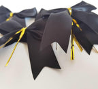 50pcs 3-1/2" Black Satin Ribbon Bows with Twist Ties Fish Tail Cutting Satin Bows(Black)