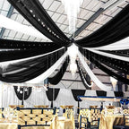 6 Panels Black Ceiling Drapes for Wedding 5ftx10ft Chiffon Fabric Arch Draping Curtains Sheer Drapery for Party Ceremony Birthday Baby Shower Reception Stage Swag Ceiling Decorations