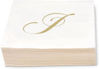 Gift Boutique 100 Gold Foil Monogram J Cocktail Napkins Disposable Paper Hand Towels for Wedding Baby Shower Holiday Party Powder Room Decor