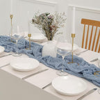 12Pcs Gray-Blue Cheesecloth Table Runner 120 Inch10FT Gray-Blue Rustic Boho Cheesecloth Table Runner Cheese Cloths for Wedding Party Baby Shower Birthday Home Decor Holiday Decorations