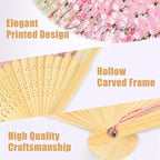 WEARXI Handheld Fan, 4 PCS Hand Fan, Chinese Folding Fan for Women Foldable, Silk Bamboo Hand Held Fan, Paper Hand Fan