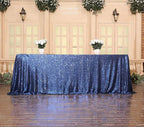SquarePie Sequin Tablecloth Rectangular 60 x 102 Inch Navy Blue Sparkly Table Linen for Wedding Party