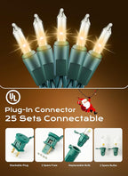 Minetom LED Clear Christmas String Lights, 200 Count 66 Feet LED Christmas Lights Bulb, Christmas Decorations Indoor, White Christma Tree Lights for Indoor Outdoor Xmas Wedding Party Festival