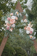 Faux Flower Swag Set of 2 for Wedding Welcome Signs Floral Swag Wedding Reception Ceremony Signs Decor (Champagne & Pink)