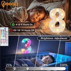 Pooqla Colorful Light Up Numbers, 35 Colors LED Marquee Number Lights for 4th Birthday Decorations with Remote, RGB Lighted Numbers for Party, Wedding, Bar, Night Light, Home Decor, Number 4