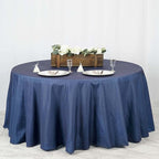 Efavormart 120" Dark Blue Faux Denim Polyester Round Tablecloth for Wedding Party Banquet Restaurant