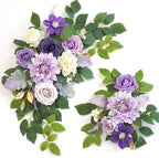 Wedding decor (pack of 2) Welcome Sign Flower Backdrop Garland For Ceremony Reception Wall Easel Home Decoration Entryway Faux Outdoor Board Head Table Decor (Lilic & Cream)