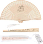 50 PCS Custom Fans Personalized Folding Fans for Line Dancing Wooden Hand Fan Wedding Favors Bulk Fans for Guests Party Event Use (Style15)
