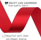 Deep red Solid Satin Ribbon 1 Inch 50 Yards Solid Polyester Fabric Ribbon for Gift Wrapping Wedding Christmas Baby Shower Birthday Party Decoration Handmade Immortal Flower Craft