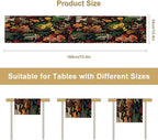 Nature Mushroom Table Runner,Retro Boho Floral Botanical Plant Forest Pattern Print Tablecloth Burlap for Hotel Indoors Outdoor Dining Room Kitchen Holiday Party, 13x108in