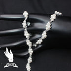 PEARLY JUN 1 Yard Pearl Rhinestone Trim Chain Silver Crystal Fringe Diamond Applique Ribbon String Tassel Strip for Sewing Wedding Dress Crafting Crafts Flower Embellishments