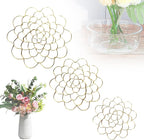 Stainless Steel Floral Grid Flower Arrangement Tool, 3pcs Reusable Floral Grid for Vase Stainless Steel Wire Flower Arranging Tool, Flower Grid Arranger for Arrangement Vase Plant Flower (Gold)
