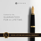 Cross Bailey Light Refillable Fountain Presented in a Everyday Gift Box - Medium Point, Black Ink, Polished Black