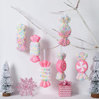 LANGXUN 6pcs Candy Land 2025 Xmas Birthday Party Wedding Suppiles Decoration, Hanging Candy Cane Christmas Tree Décor, Christmas Decorative Hanging Ornaments Crafts