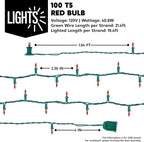 Joiedomi Red Christmas String Lights,100 Count 21.4FT Christmas Fairy Tree Lights Plug in for Indoor Outdoor Valentine's Day Xmas Decorations Patio Holiday Theme Party Yard House,Green Wire