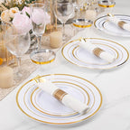 BESTVIP 100 Pack Pre Rolled Gold Plastic Silverware Set, Disposable Wrapped Cutlery Set with 100 Napkins, 100 Knives, 100 Forks and 100 Spoons for Party, Birthday