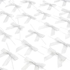 Bright Creations Mini Silver Ribbon Bows - 3-Inch, Silver, 100 Count, Polyester Satin - Twist Tie Bows for Treat Bags, Party Favors & Crafts