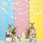 Pastel Party Decorations Blue Purple Pink Yellow Green Circle Dots Garland Hanging Paper Polka Dot Streamer for Birthday Baby Shower Wedding Bridal Shower Macaron Spring Easter Party Supplies