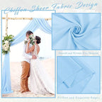 Wedding Arch Drapes Fabric 2 Panels 20Ft Length x 28" Width Baby Blue Arch Draping Chiffon Fabric Sheer Curtains Backdrop for Party Bridal Ceremony Ceiling Decor Wedding Stage Reception Decorations