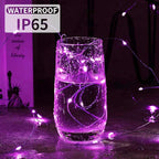 Aogist 50 Pack Fairy Lights 3 Modes 7ft 20 LED Waterproof,Battery Operated Silver Wire Firefly Starry Moon Mini String Lights for Mason Jars Christmas DIY Crafts Wedding Party Bedroom,Pink