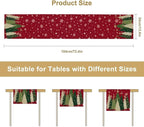 Merry Christmas Table Runner,Red Christmas Tree Snowflake Winter Seasonal Table Cloth Kitchen Dining Table Decoration for Home Party Decor 13x120 Inch