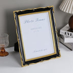 8x10 Black and Gold Picture Frame Vintage Frame, Ornate Textured Hand-Crafted Resin Photo Frames with Glass Front, 8 by 10 Decorative Picture Frame for Wall & Tabletop, Antique Frame Home Decor