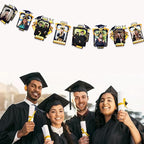 pinkblume Graduation Party Decorations Black and Gold Grad Photo Banner Congrats Grad Photograph Bunting Garland for 2025 Graduation Celebration Party Decorations Supplies