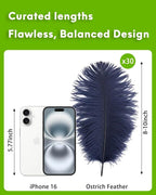 NEWONG 30pcs Navy Blue Ostrich Feathers Natural Bulk 8-10inch(20-25cm) Vase Craft Wedding Home Party Centerpieces Christmas Day Decoration