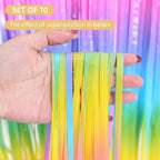 10 Pack Easter Foil Fringe Curtains 3.2ft x 8.2ft Rainbow Backdrop Curtains Photo Booth Background for Birthday Party Decoration Easter Decoration (Colorful)