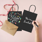 METRONIC 20 Pack 5.25x3.75x8 Small Black Gift Bags, Kraft Paper Shopping Bag with Handles for Small Business, Boutique, Gift Wrap, Bulk