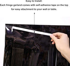 Thick 10 Feet by 15 Inch Black Foil Fringe Garland - Pack of 3 - Shiny Metallic Tinsel Banner for Parade Floats, Easter Day, Halloween, Christmas | Wall Hanging Drapes (3)
