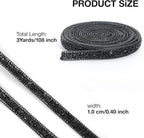 Black Rhinestone Ribbon 3 Yards Self Adhesive Rhinestone Strips Diamond Ribbon Sticker Crystal Roll Glitter Bling Rhinestones Tape for Crafting DIY Art Decoration (0.4 Inch)
