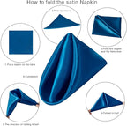 36 Pack Square Satin Dinner Napkins, 16x16 Inches Silky Soft Smooth Table Cloth Napkins for Restaurant Weddings Banquet Party Decoration, Royal Blue