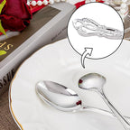 30PCS Silver Plastic Spoons - Silver Spoons Disposable - 8.1 Inch Heavy Duty Plastic Silverware - Heavyweight Elegant Disposable Utensils for Catering, Parties, Dinners, Weddings