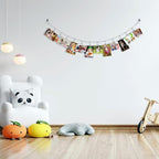 2 Pack Chain Photo Clip Hanging Photo Display Wall Photo Display Metal Photo String with 12 Clips Wall-Mounted Picture Holder for Hanging Painting Family Photos Artworks (Silver Color)