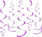 WEVEN Purple Party Hanging Swirl Decorations Plastic Streamer for Ceiling, Pack of 28