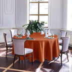 Biscaynebay Fall Tablecloth Textured Fabric Round Tablecloths 70", Rust Thanksgiving Autumn Harvest Water Resistant Fabric Tablecloths for Kitchen, Dining, Wedding, Parties Machine Washable
