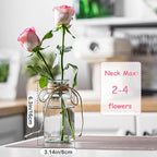 Vintage Glass Vases, Mason Jars for Centerpieces, Farmhouse Mason Jar Vase with Rope Design, Centerpiece Vases for Table, Wedding & Home Decor (4)