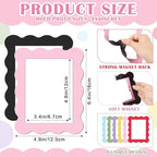Kingdder 12 Pcs Scalloped Magnetic Picture Frame for Refrigerator 4 x 6 Pastel Reusable Picture Frame Magnets Decorative Photo Holders for Fridge Home School Office Kitchen Locker Decor