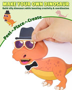Aowplc 30 Sheets Make A Dinosaur Stickers for Kids Fun Mix 'n Match Craft for Party Favors & Activities