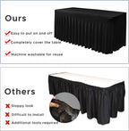 Nasitos Black Rectangle Tablecloths, 2 Pack - 72 x 30 Inch - Stretch Spandex & Polyester Fitted Table Skirts for 6FT Tables, Party, Banquet, Wedding
