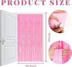 10 Pack Foil Curtain Pink Backdrop Streamers Metallic Tinsel Fringe Curtains Photo Booth Props for Birthday Wedding Engagement Bachelorette Christmas Holiday Celebration Party Decorations
