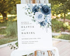 Welcome Wedding Sign Personalized, Elegant Light Blue Rose Wedding Sign Decorations Signage 12" X 18" (Small), 27" (Medium), 36" (Large), Plastic, Modern, Pole Mount, Weather