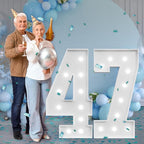 imprsv Marquee Numbers Large 47th-Birthday Decorations: 4ft Light Up Number Party Decor 47 Year Old 74th Birthday Decoration Backdrop 74 Anniversary Cardboard Big Mosaic Balloon Frame Number 47