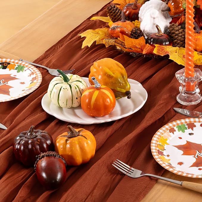 Terracotta Cheesecloth Table Runner Fall Burnt Orange Cheese Cloth Table Runner 120 Inches Rust Thanksgiving Fall Table Decorations for Friendsgiving Wedding Bridal Baby Shower Party