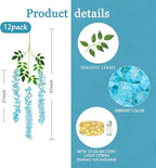12 Pack Lake Blue Wisteria Hanging Flowers Garland with Lights, 3.44 Feet Artificial Flower Vines, Fake Wisteria, Artificial Vines Hanging Garland for Backdrop Outdoor Patio Garden Decor